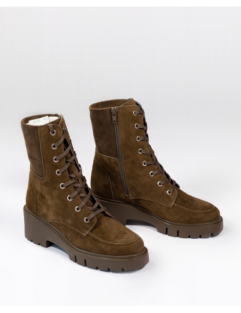 Bottines en daim à semelle track et lacets-SOLDES HIVER-Chaussure femme Maroc