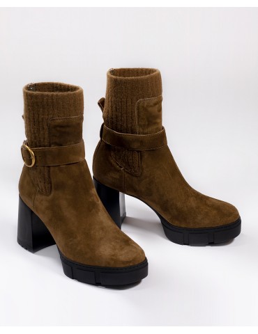 Bottine en daim avec tige façon chaussette-Bottes et bottines-Chaussure femme Maroc