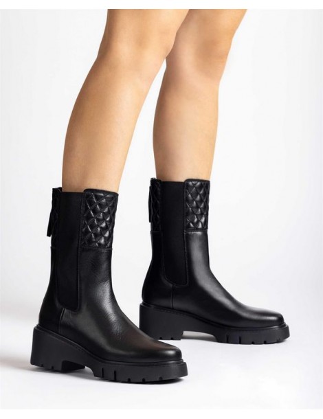 Bottines en cuir à semelle track-SOLDES HIVER-Chaussure femme Maroc