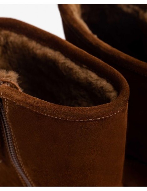 Bottines en daim fourrées fourrure douce-SOLDES HIVER-Chaussure femme Maroc