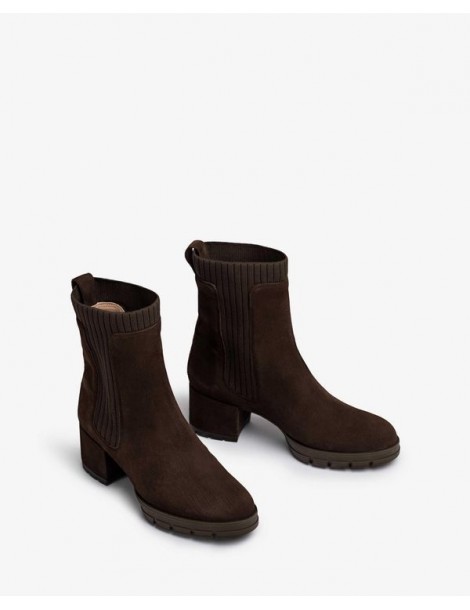 Bottines en daim avec chaussettes cotelées-Accueil-Chaussure femme Maroc