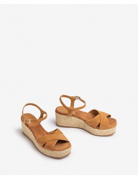 Sandales compensées en daim-Sandales compensées-Chaussure femme Maroc