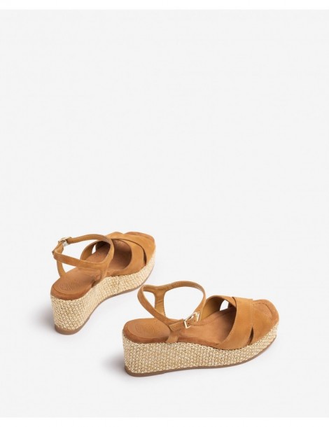 Sandales compensées en daim-Sandales compensées-Chaussure femme Maroc