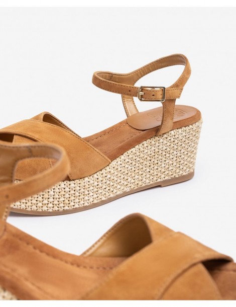 Sandales compensées en daim-Sandales compensées-Chaussure femme Maroc