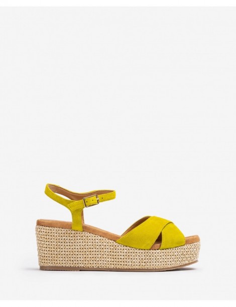 Sandales compensées en daim-Sandales compensées-Chaussure femme Maroc