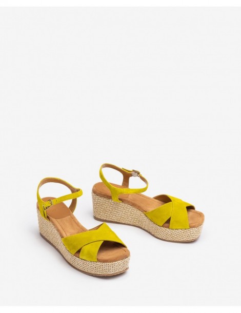 Sandales compensées en daim-Sandales compensées-Chaussure femme Maroc