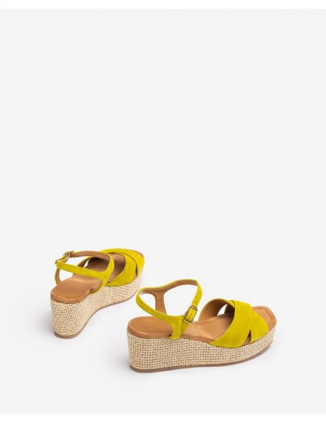 Sandales compensées en daim-Sandales compensées-Chaussure femme Maroc