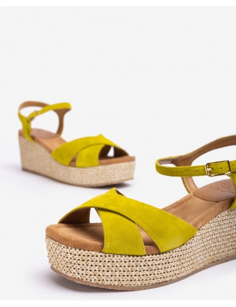 Sandales compensées en daim-Sandales compensées-Chaussure femme Maroc