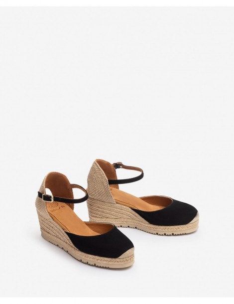 Espadrilles en daim noir-Espadrilles-Chaussure femme Maroc