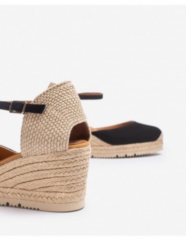 Espadrilles en daim noir-Espadrilles-Chaussure femme Maroc