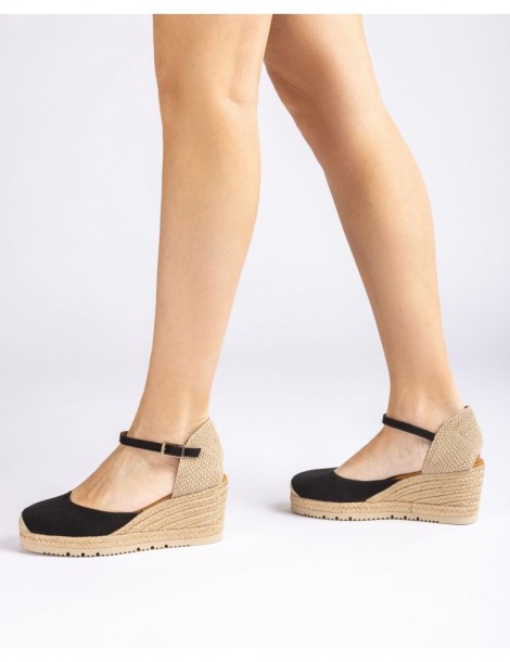 Espadrilles en daim noir-Espadrilles-Chaussure femme Maroc