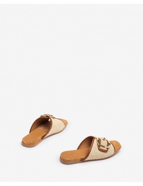 Mules plates en raphia avec boucle-Mules-Chaussure femme Maroc