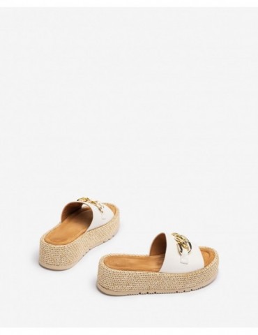 Mules compensées avec ornement chaine-Soldes été-Chaussure femme Maroc