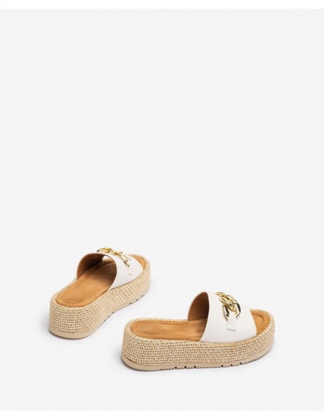 Mules compensées avec ornement chaine-Soldes été-Chaussure femme Maroc