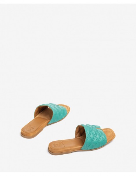 Mules plates en cuir matelassé à bout carré-Mules-Chaussure femme Maroc