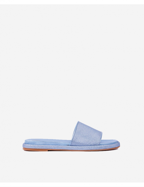 Mules plates avec bande large en tissu brillant-Mules-Chaussure femme Maroc