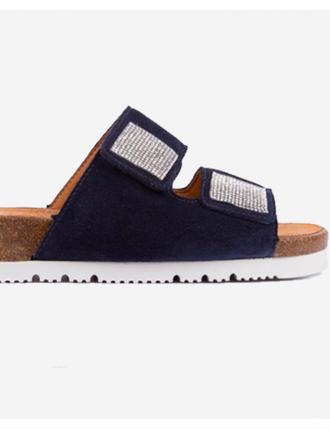 Mules plates en daim à double sangle-Accueil-Chaussure femme Maroc