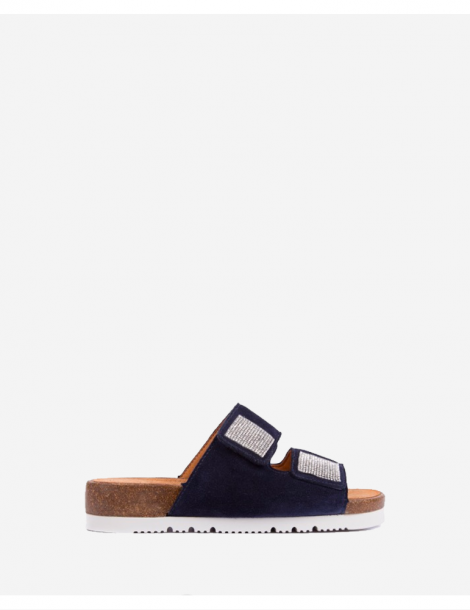 Mules plates en daim à double sangle-Accueil-Chaussure femme Maroc