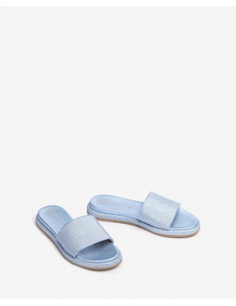 Mules plates avec bande large en tissu brillant-Mules-Chaussure femme Maroc