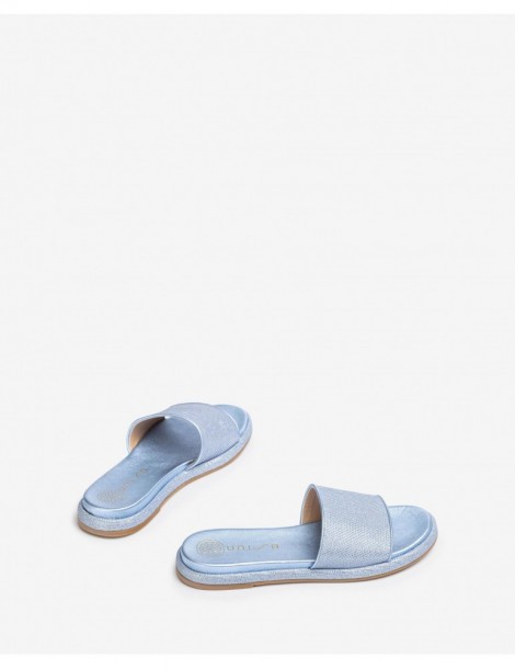 Mules plates avec bande large en tissu brillant-Mules-Chaussure femme Maroc