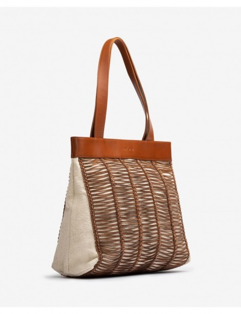 Grand sac en tissu et cuir-Sacs-Chaussure femme Maroc