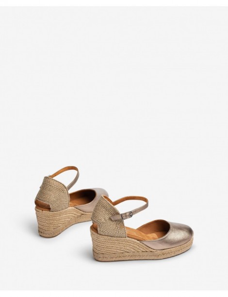 Espadrilles en cuir métallisée-Espadrilles-Chaussure femme Maroc