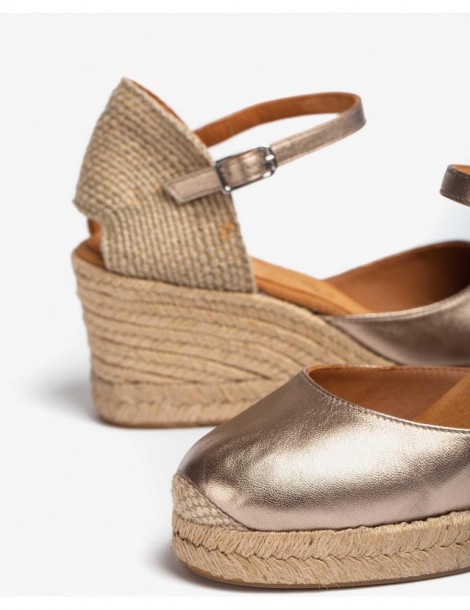 Espadrilles en cuir métallisée-Espadrilles-Chaussure femme Maroc