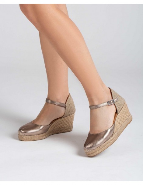 Espadrilles en cuir métallisée-Espadrilles-Chaussure femme Maroc