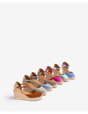 Espadrilles  en Cuir métallisé bleu-Espadrilles-Chaussure femme Maroc