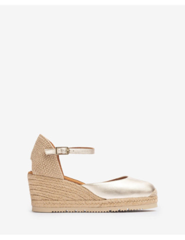 Espadrilles en cuir metallisé avec bride-Espadrilles-Chaussure femme Maroc