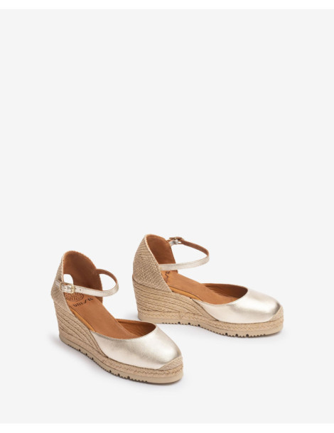 Espadrilles en cuir metallisé avec bride-Espadrilles-Chaussure femme Maroc