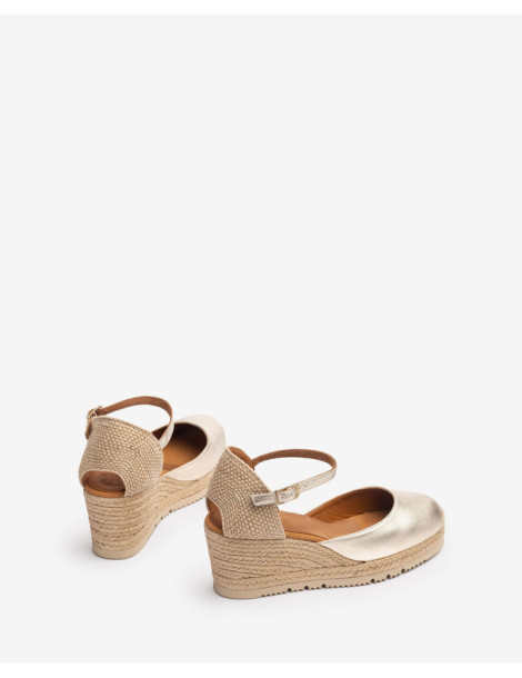Espadrilles en cuir metallisé avec bride-Espadrilles-Chaussure femme Maroc