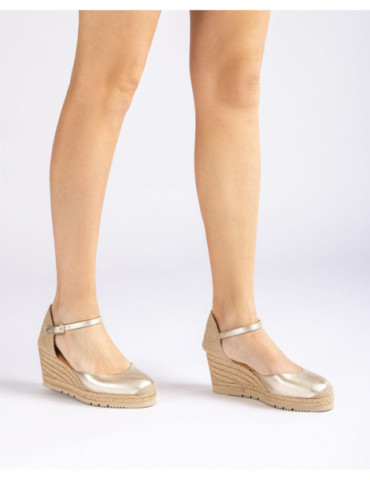Espadrilles en cuir metallisé avec bride-Espadrilles-Chaussure femme Maroc