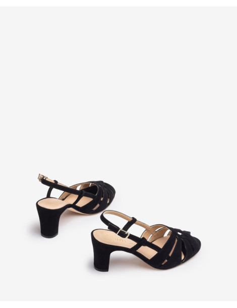 Sandales habillées à talon moyen Noire-Sandales-Chaussure femme Maroc