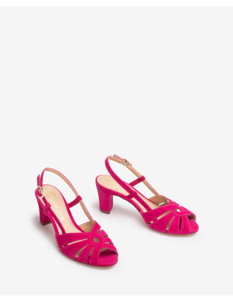 Sandales à talon moyen roses-Sandales-Chaussure femme Maroc
