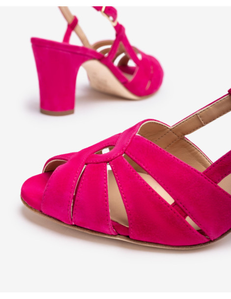 Sandales à talon moyen roses-Sandales-Chaussure femme Maroc