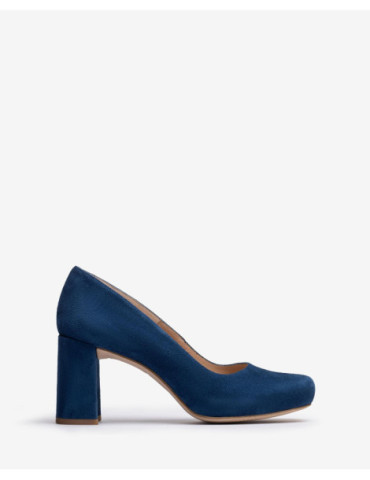 Escarpins en daim bleu à plateforme et bout carré-Chaussures Femme-Chaussure femme Maroc