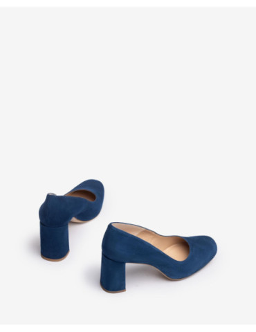 Escarpins en daim bleu à plateforme et bout carré-Chaussures Femme-Chaussure femme Maroc