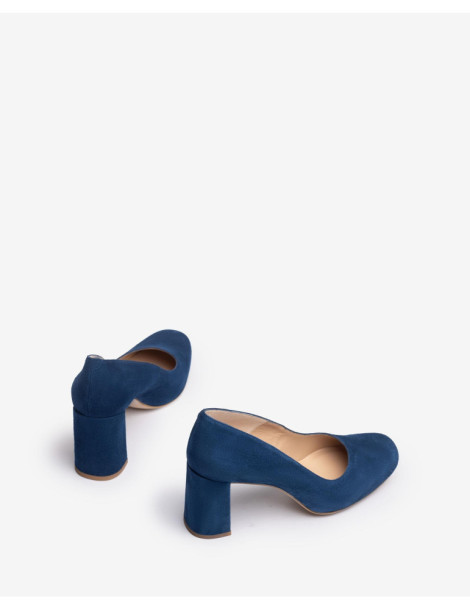 Escarpins en daim bleu à plateforme et bout carré-Chaussures Femme-Chaussure femme Maroc