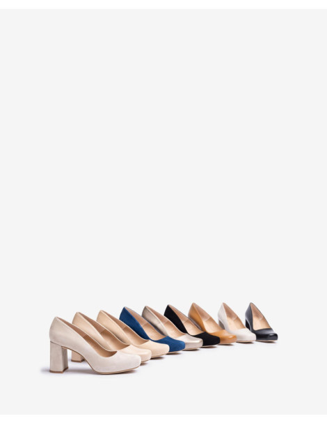 Escarpins à plateforme et bout carré en cuir ecru-Soldes été-Chaussure femme Maroc