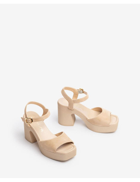 Sandales à bloc ton sur ton Beige-Collection été-Chaussure femme Maroc