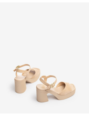 Sandales à bloc ton sur ton Beige-Collection été-Chaussure femme Maroc