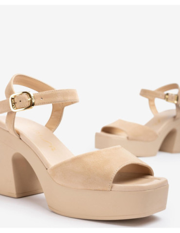 Sandales à bloc ton sur ton Beige-Collection été-Chaussure femme Maroc