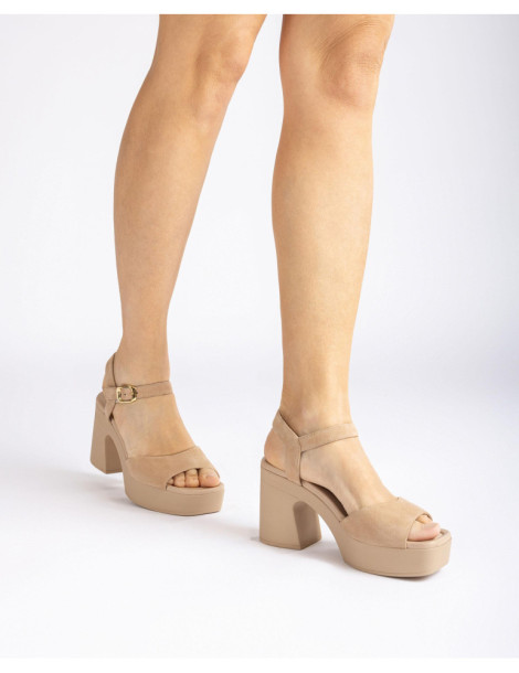 Sandales à bloc ton sur ton Beige-Collection été-Chaussure femme Maroc