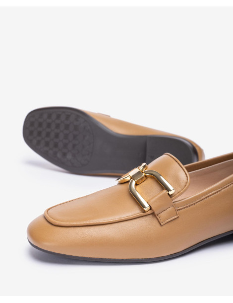 Mocassins a bout carré Dark Camel-Mocassins-Chaussure femme Maroc