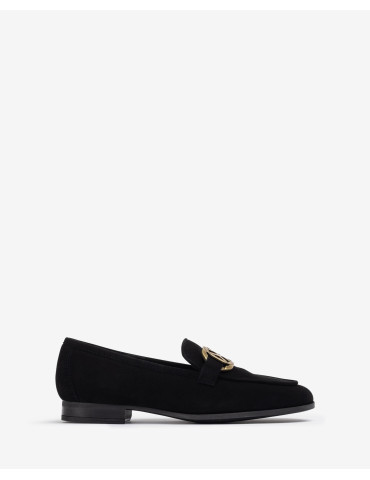Mocassins en daim noir avec boucle-Mocassins-Chaussure femme Maroc