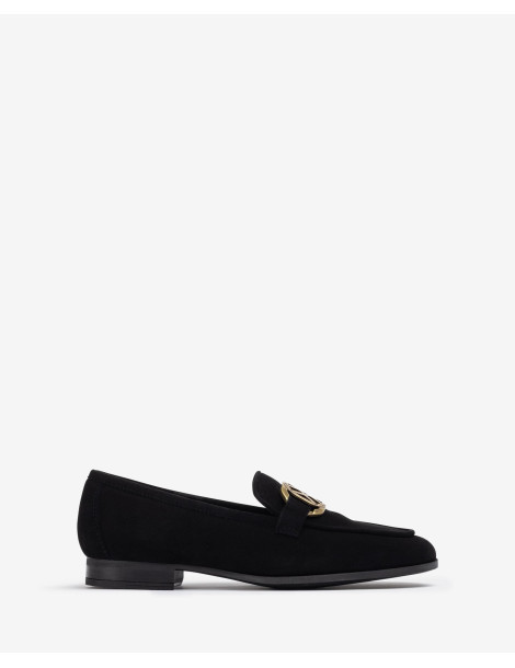 Mocassins en daim noir avec boucle-Mocassins-Chaussure femme Maroc