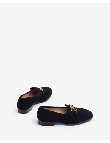 Mocassins en daim noir avec boucle-Mocassins-Chaussure femme Maroc