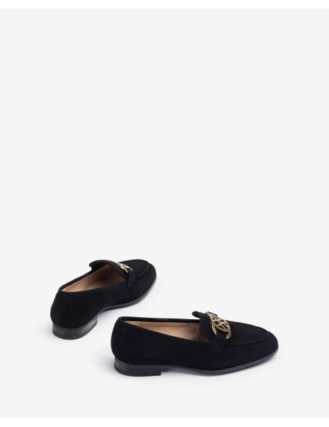 Mocassins en daim noir avec boucle-Mocassins-Chaussure femme Maroc