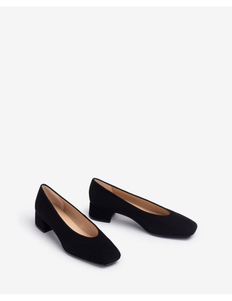 Escarpins en daim noir à bout carré-Escarpins-Chaussure femme Maroc